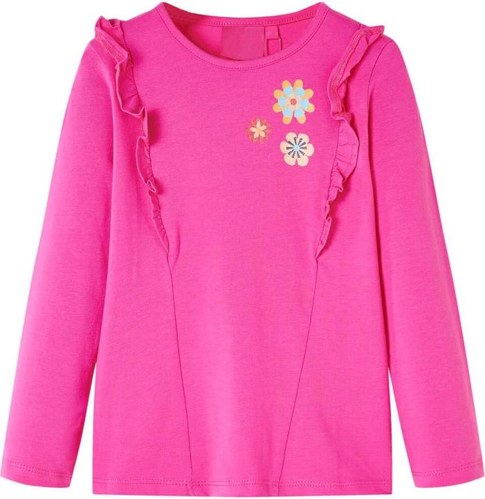 VidaXL Kinder-Langarmshirt Dunkelrosa 140,Material: 95 % Baumwolle (140)