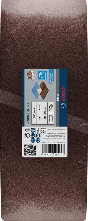 Image du produit Bosch Professional Zubehör PRO X440 Bande abrasive, 100 x 610 mm, G150 (150)