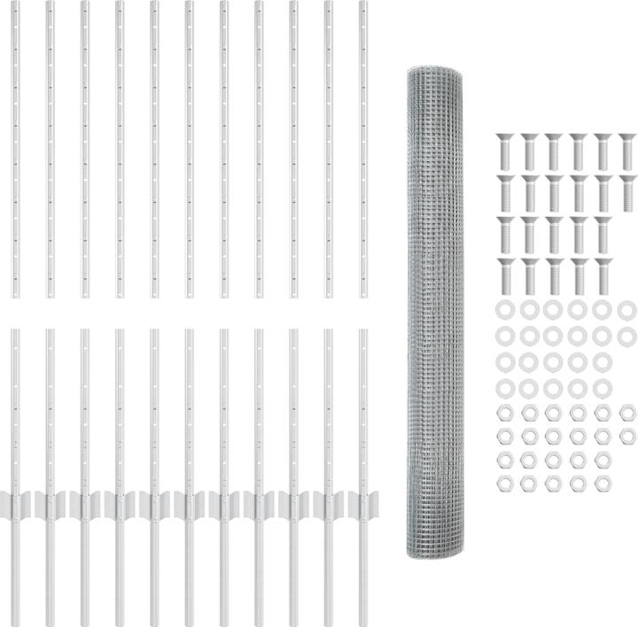 Produktbild VidaXL Hühnerdrahtzaun Set Set aus 2 Galvanisierter Stahl 25 x 1 m