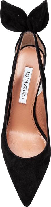 Actual product image Aquazzura bow tie pump 85 in black suede (39)