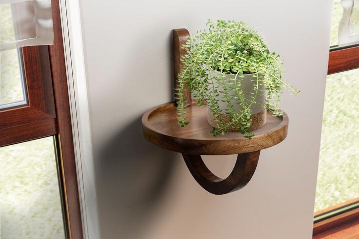 Productafbeelding FineBuy Wandplank FB98604 massief hout bruin (Ø 30 x 33 cm)