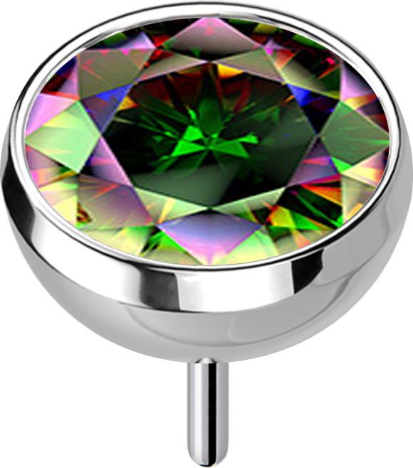 Star Piercing Threadless Halbkugel silber mit Kristall dunkel multicolor (Chirurgenstahl 316L)