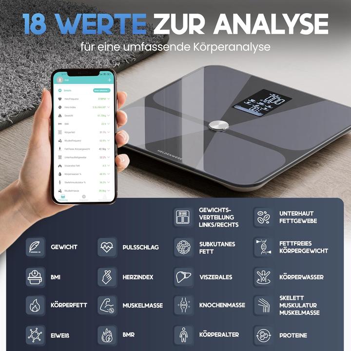 Image du produit Heldenwerk Personenwaage mit App (180 kg)