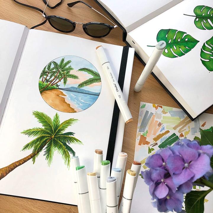 Image du produit Ohuhu Carnet de croquis d'art (21 x 21 cm, Blanc, Couverture rigide)