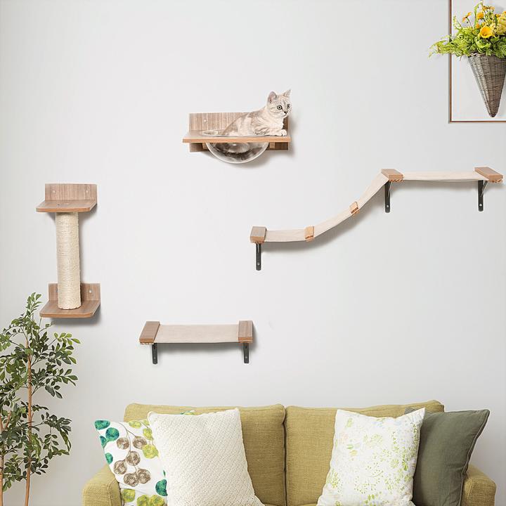 Immagine prodotto PawHut Parete di arrampicata per gatti (17.50 cm, Marrone chiaro)