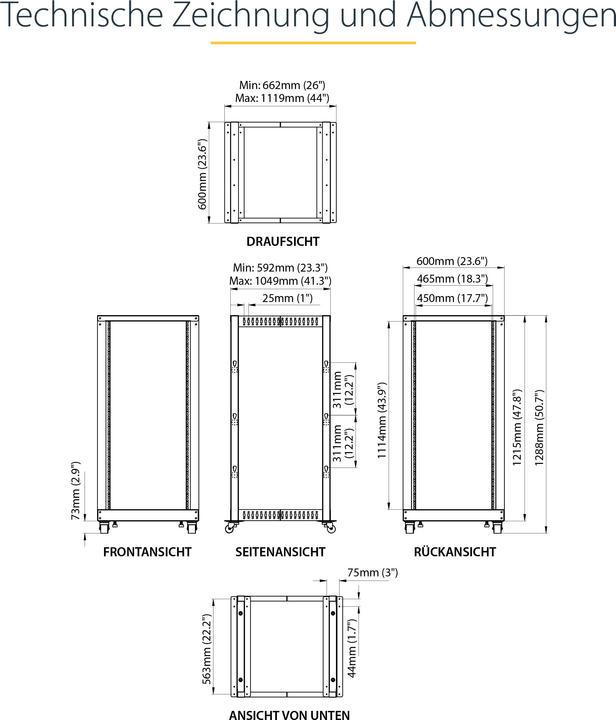 Produktbild StarTech Open Frame (25 HE, 19 Zoll Rack)
