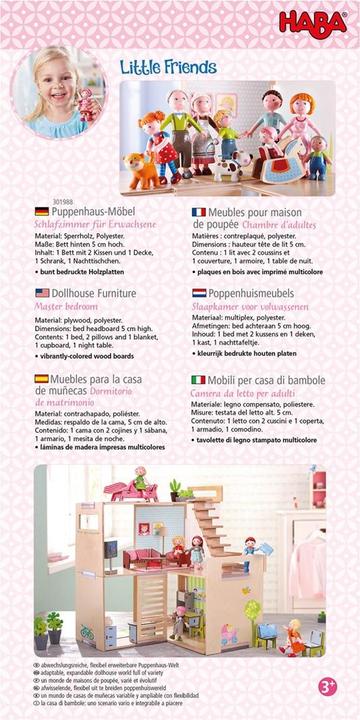 Produktbild Haba Little Friends – Puppenhaus-Möbel Schlafzimmer für Erwachsene