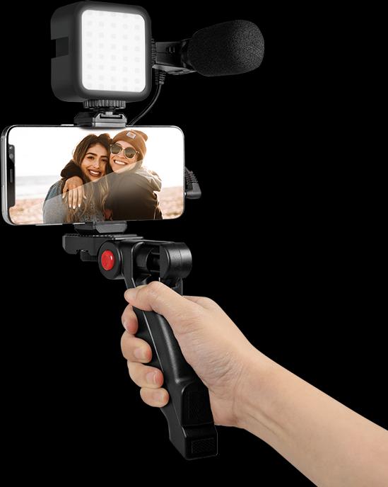 Immagine prodotto LogiLink Kit Vlogger con luce LED, microfono + treppiede, per smartphone da 4,77 pollici