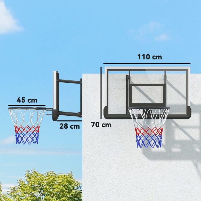 Actual product image Swisshandel24 Basketballkorb mit Rückwand für Outdoor & Indoor Wandmontage Schwarz, ø45cm