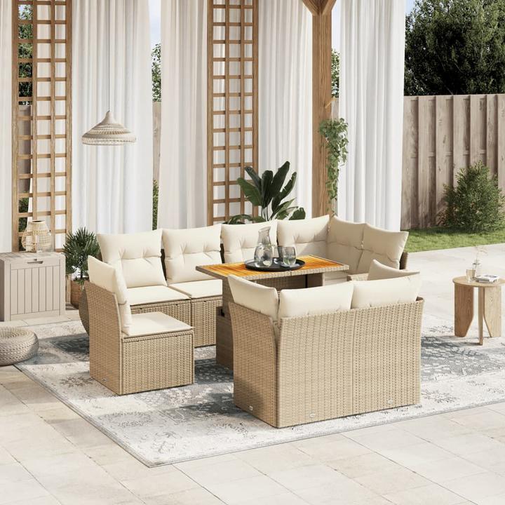 Produktbild VidaXL Gartenmöbel Sofa Garnitur Gartengarnitur Garten Sitzgruppe 9-tlg. Beige