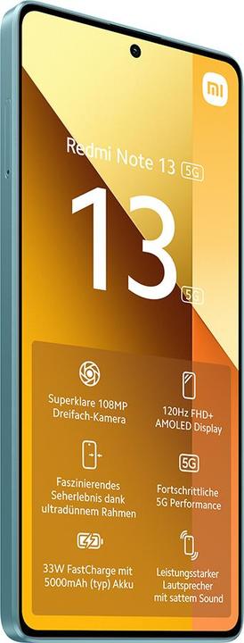 Actual product image Xiaomi Redmi Note 13 5G (128 GB, Ocean Teal, 6.67", Hybrid Dual SIM, 100 Mpx, 5G)