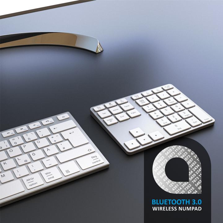 Produktbild Aplic Bluetooth Numpad, Wireless Ziffernblock mit Multifunktionstasten, Aluminium Keypad, 35 Tasten, BT3.0 (DE, Kabellos)