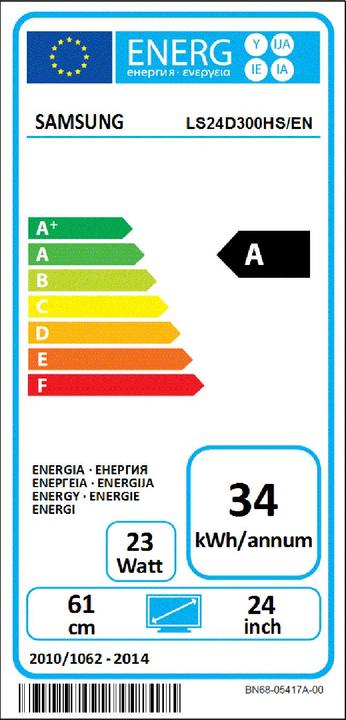 Energie-Label Samsung SyncMaster LS24D300HS/EN (1920 x 1080 Pixel, 24")