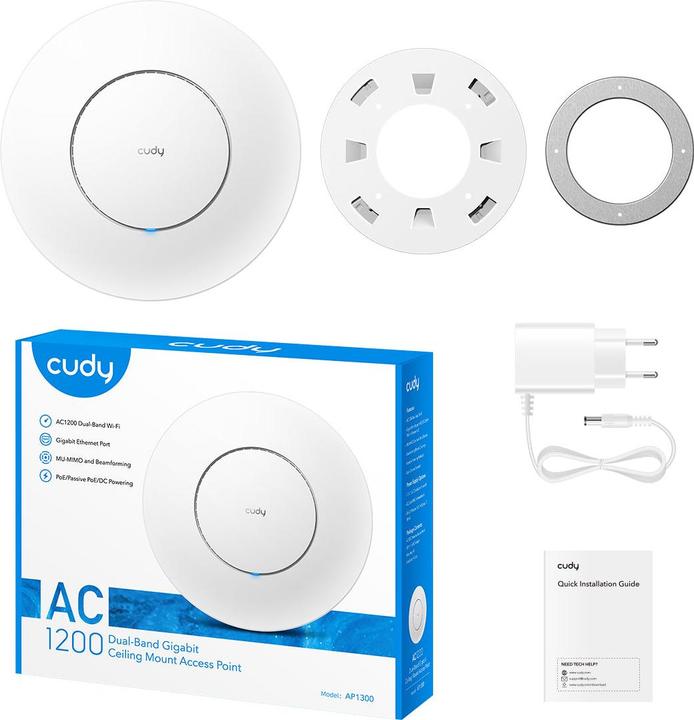 Actual product image Cudy AP1300 P Access Po int Gigabit AC1200 (867 Mbit/s)