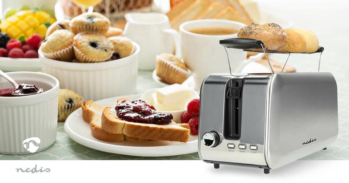 Produktbild Nedis Toaster | 2 Steckplätze | Bräunungsstufen: 7 | Auftaufunktion | Aluminium / Silber (EU-Stecker)