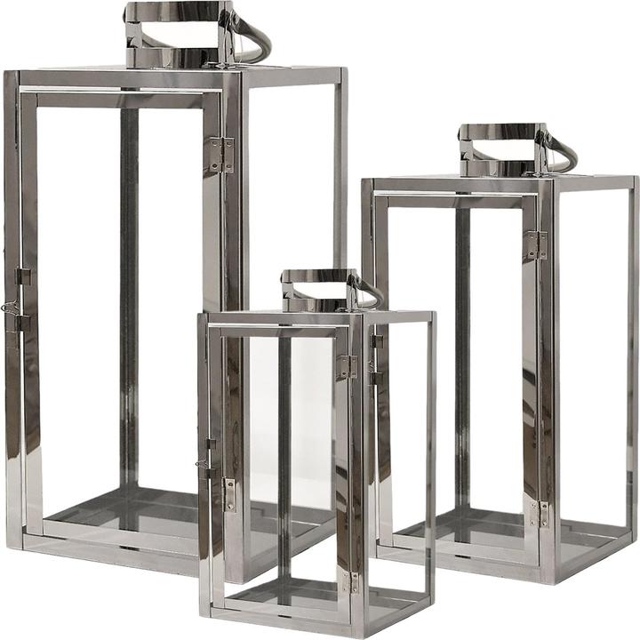 Produktbild Mojawo 3er Set XXL Edelstahl Windlicht - Laternen Set 30/40/53cm (30, 40, 3 x)