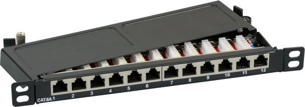 Produktbild EFB Elektronik EFB Mini-Patchpanel STP 12xRJ45 Cat.6A,10" 0.5HE,RAL9005 schwarz