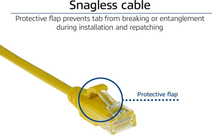 Image du produit Jaune 3 mètres LSZH U/UTP CAT6 datacenter slimline patch cable snagless with RJ45 connectors (U/UTP, CAT6, 3 m)