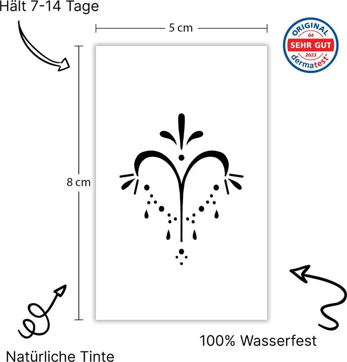 Actual product image minink Temporäres Tattoo: Sternzeichen Widder in kalligrafischer Schrift