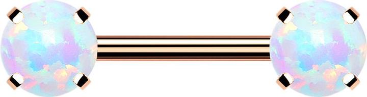 Star Piercing Threadless Barbell rosegold front mit Opal weiss gefasst (Chirurgenstahl 316L)