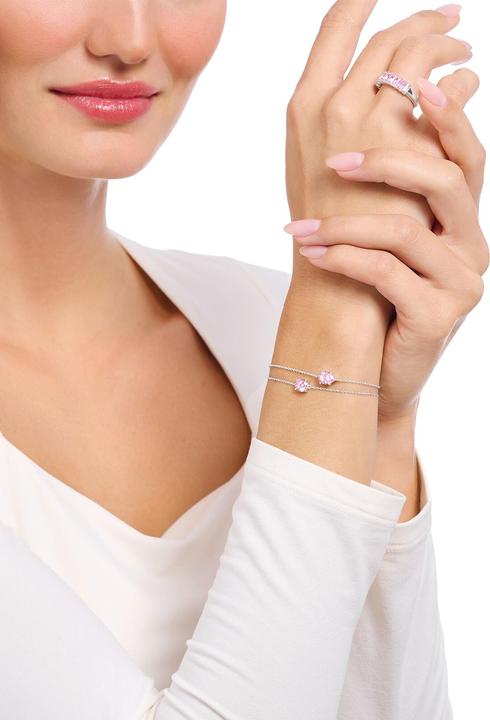 Immagine prodotto Thomas Sabo Bracciale con gocce di zirconi rosa in argento (19 cm, Argento 925)