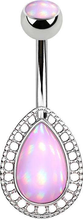 Star Piercing Banane silber Tropfen mit Epoxidstein pink (Messing, Chirurgenstahl 316L)