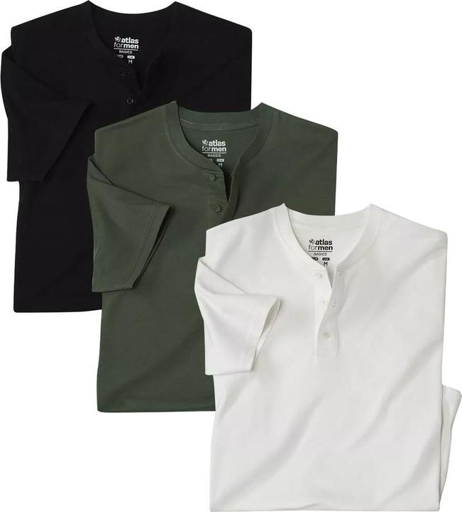 Atlas For Men TShirt HenleyKragen (3erPack) (XL)