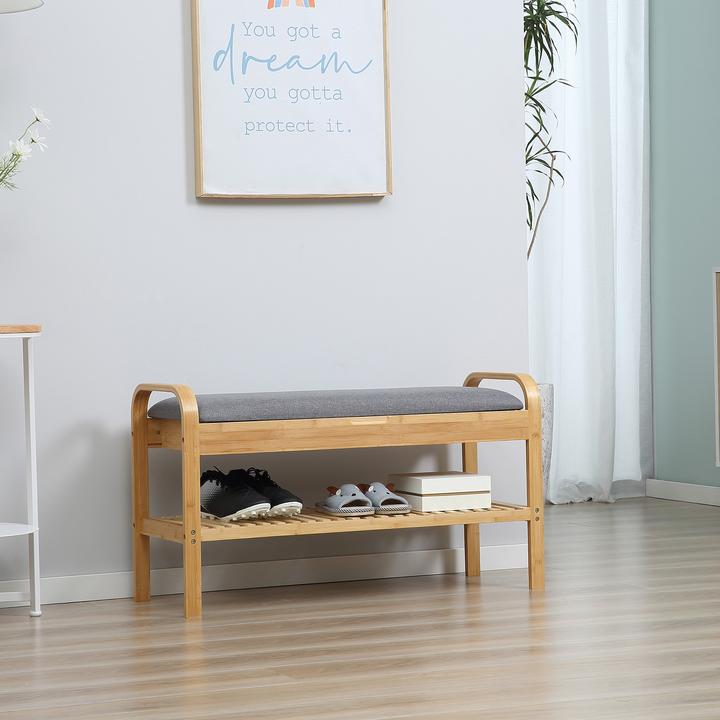 Produktbild Homcom Schuhbank mit abnehmbaren Sitzkissen (90 cm)
