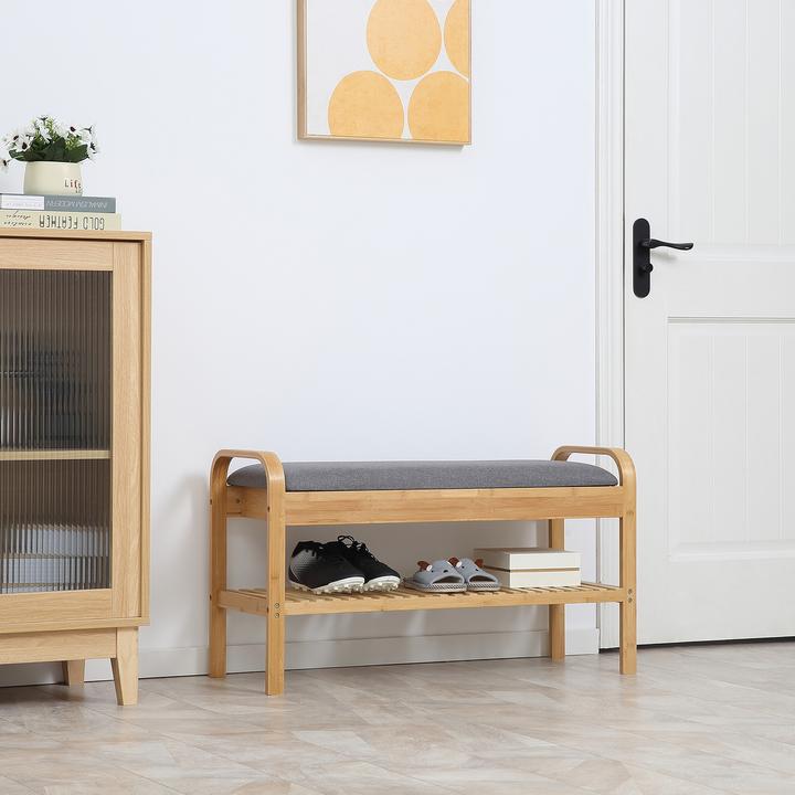 Produktbild Homcom Schuhbank mit abnehmbaren Sitzkissen (90 cm)
