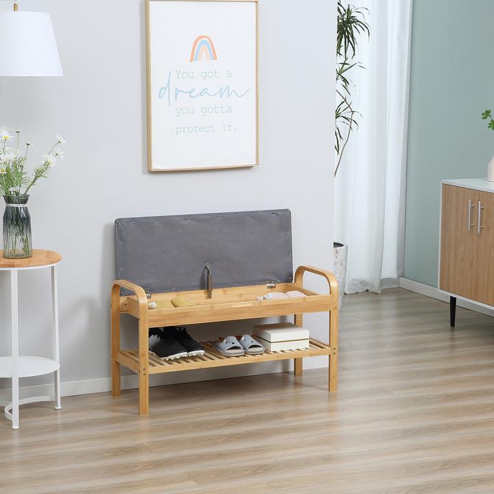 Produktbild Homcom Schuhbank mit abnehmbaren Sitzkissen (90 cm)