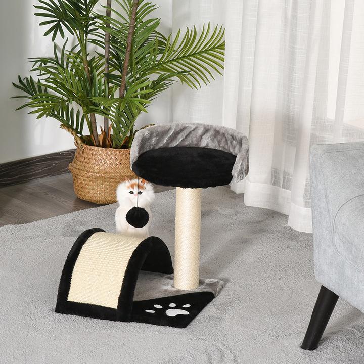 Produktbild PawHut Katzenbaum mit Plüsch (44 cm, Schwarz)