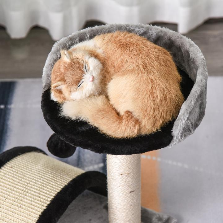 Produktbild PawHut Katzenbaum mit Plüsch (44 cm, Schwarz)