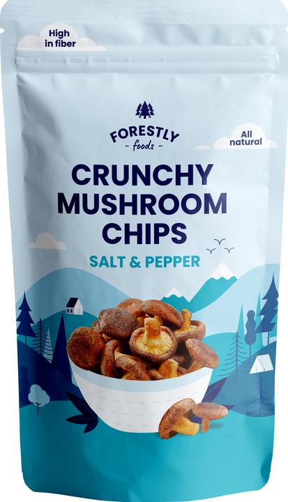 Forestly Foods Chips di funghi croccanti sale e pepe (50 g)