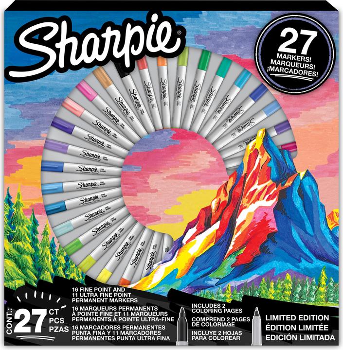 Actual product image Sharpie - Permanent marker - Limited Edition Colouring promo pack 16 Fine + 11 Ultra Fine (2205231) (Multicoloured, 27 x)