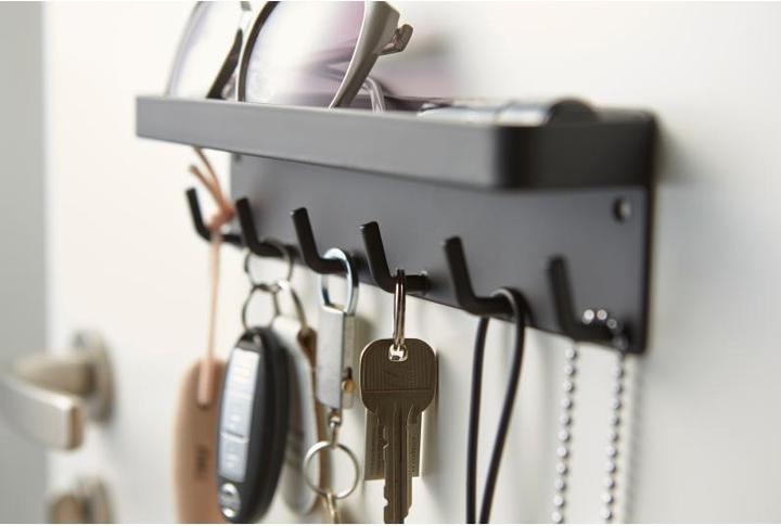 Actual product image Yamazaki Magnetic key rack with SMART shelf