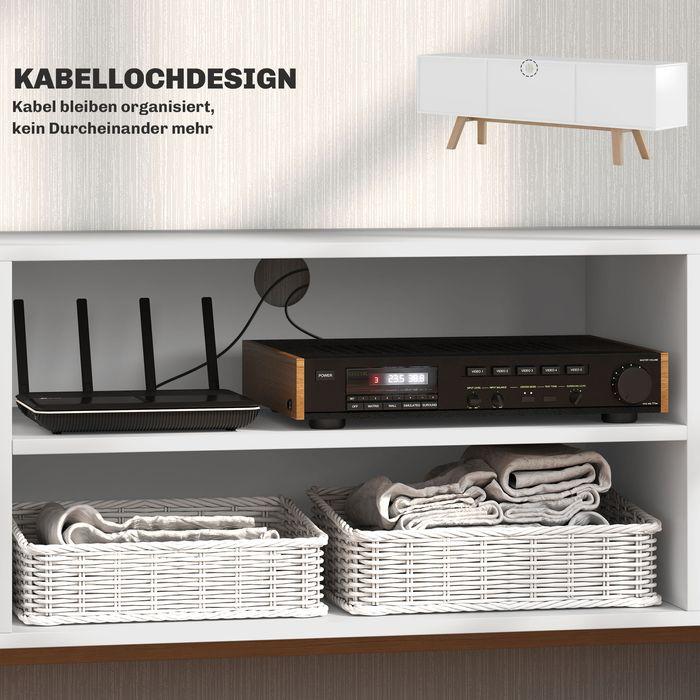 Actual product image Swisshandel24 TV-Schrank, Fernsehtisch für Fernseher bis zu 65 Zoll, Lowboard mit 2 Schränken