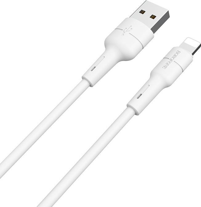 Borofone Silicone - kabel połączeniowy USB do Lightning 1m (biały) (1 m, USB 3.0)