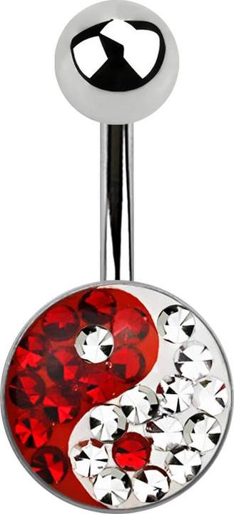Produktbild Star Piercing Banane silber mit Yin Yang rot (ohne Messing, Chirurgenstahl 316L)