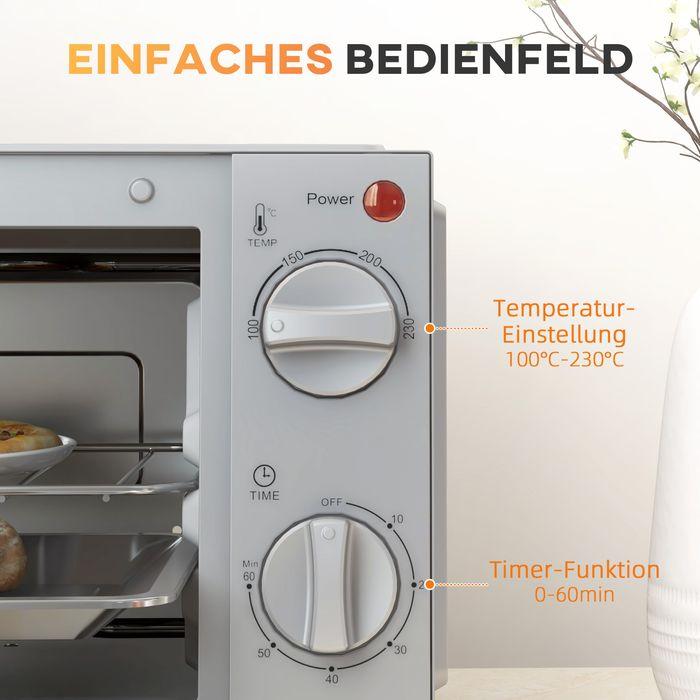 Actual product image Swisshandel24 Minibackofen 9L Mini Ofen mit Backblech, Grillrost, 100 °C-230 °C Edelstahl, silber