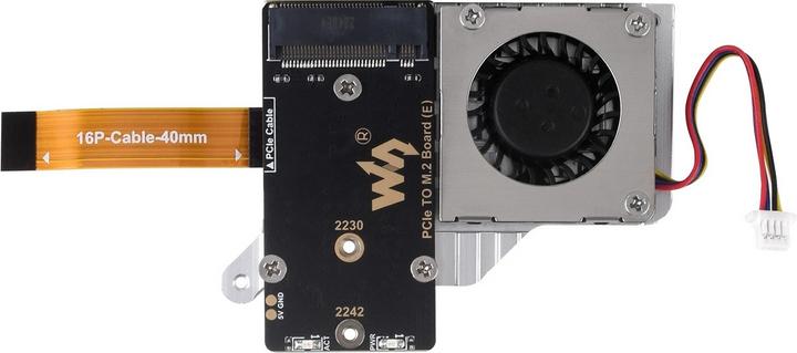 Produktbild WaveShare Fan with PCIe to M.2 card for Raspberry Pi 5