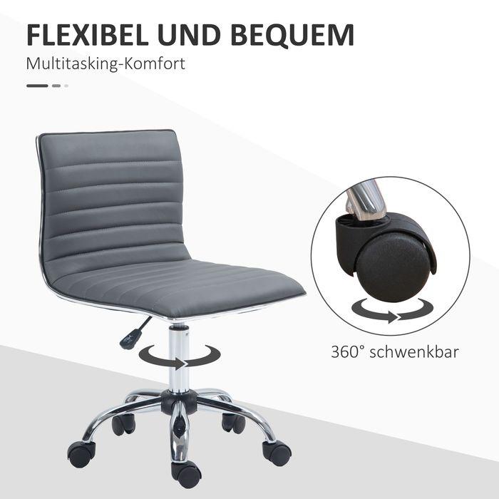 Produktbild Swisshandel24 Bürostuhl ohne Armlehnen, höhenverstellbar Drehstuhl mit Rollen, Dunkelgrau