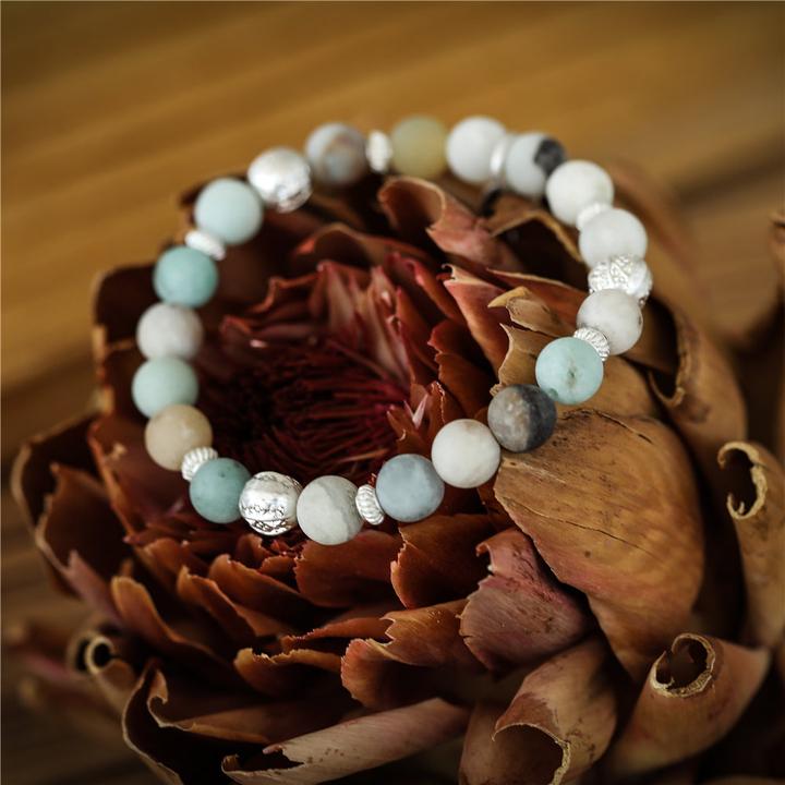 Immagine prodotto Andreani Bracciale con amazzonite autentica (80 cm, Pietre, Nude, Vetro, Marrone, Metallo)