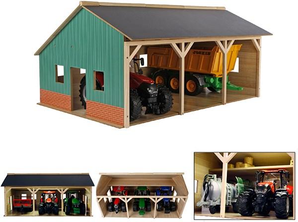 Kids Globe Farming Capannone agricolo in legno per 3 trattori
