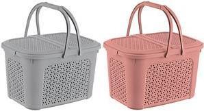 keeeper Picknick-Korb "inka", 28 Liter, nordic-red Einkaufskorb mit Deckel, in Rattanoptik, 2 Griffe