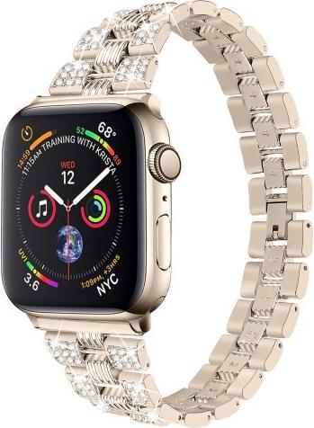 Immagine prodotto Cover-Discount Apple Watch 42/44/45mm - Acciaio inossidabile con strass Bracciale oro (44 mm, 45 mm, 42 mm, Acciaio inossidabile)