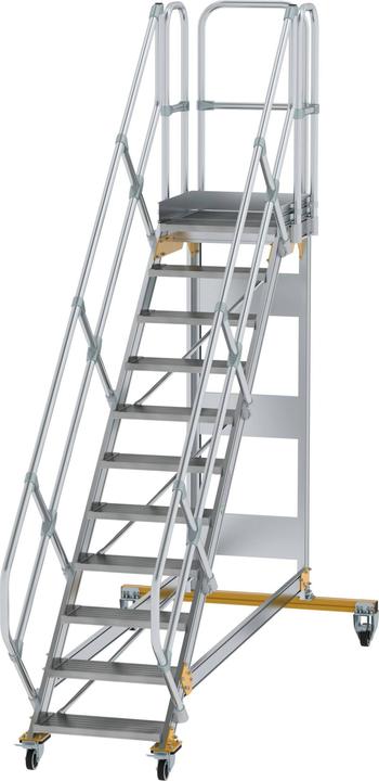 Produktbild Munk Plattformtreppe 45° fahrbar Stufenbreite 600 mm 11 Stufen Aluminium geriffelt (Plattformleiter, 60 cm)