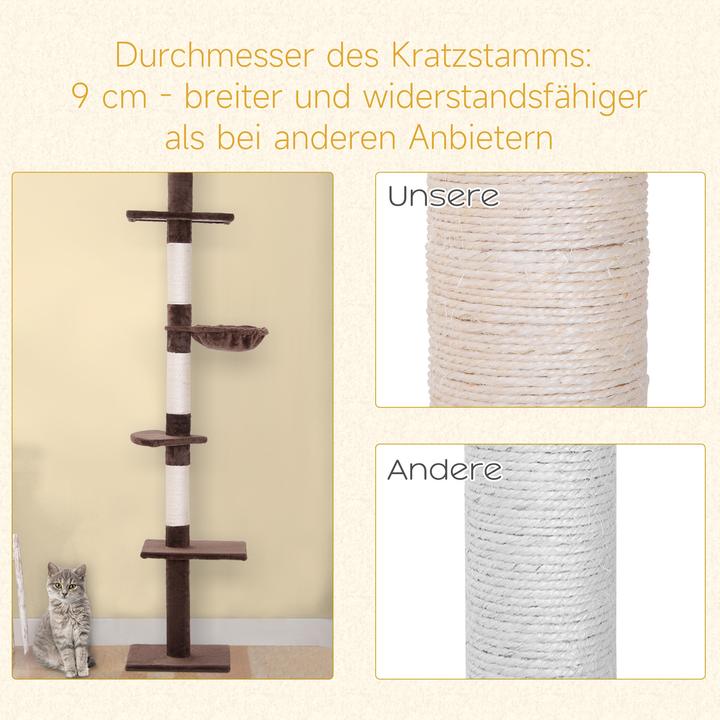Produktbild PawHut Kratzbaum höhenverstellbar (260 cm, Braun)
