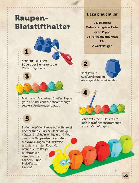 Actual product image Das Eierkarton-Bastelbuch für Kinder. 51 lustige Projekte für Kinder ab 5 Jahren (German, Fiona Hayes, 2022)