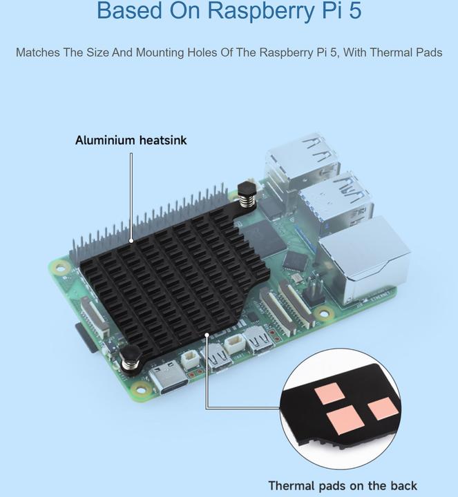 Image du produit WaveShare Dissipateur thermique en aluminium Raspberry Pi 5