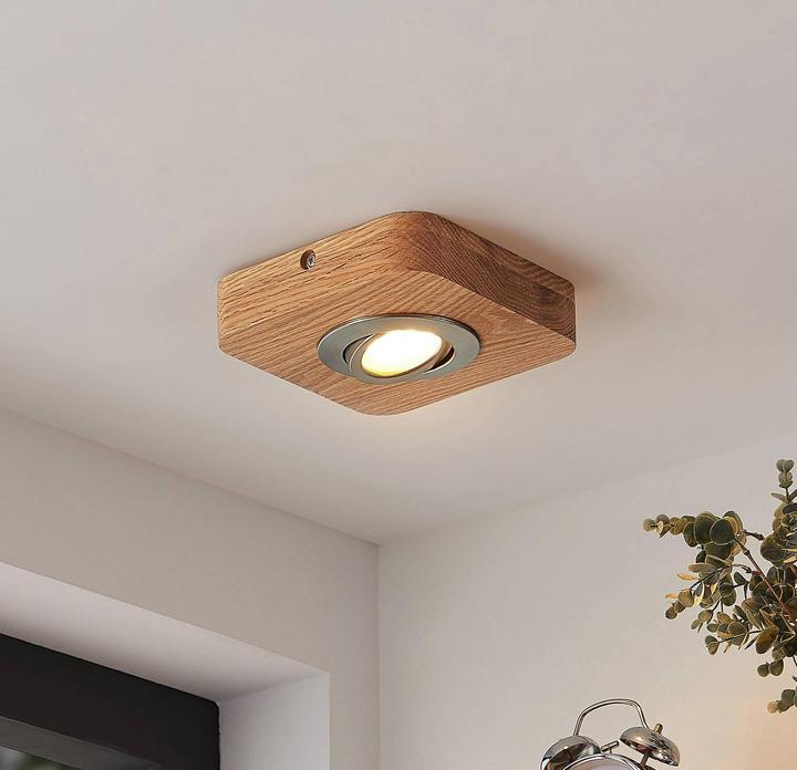Produktbild Lindby Mikari LED-Deckenleuchte aus Holz, 1-fl. (310 lm)